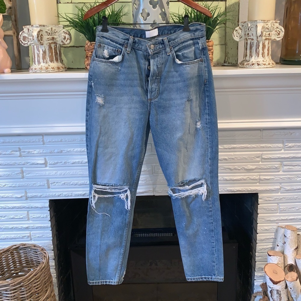 Boyish Billy High Waist Distressed Slim Tapered Leg Skinny Jeans Size 29